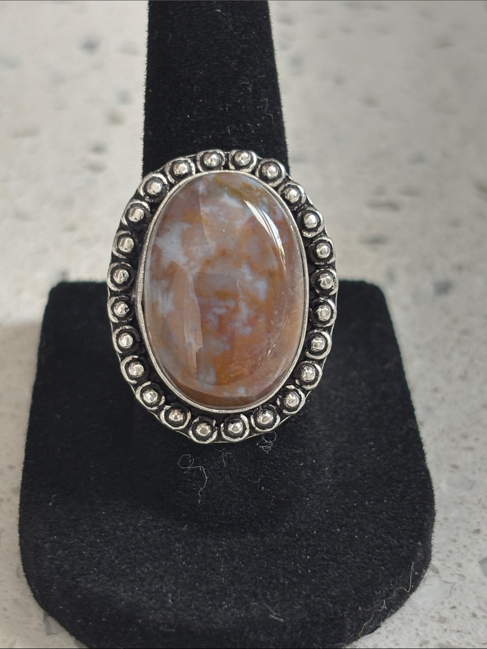 Brown Agate Gemstone Ethnic Handmade Ring Size 7